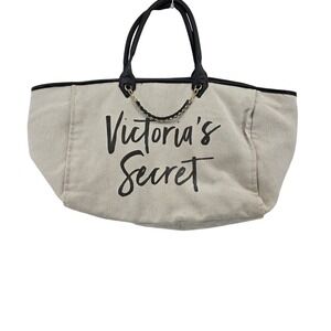 Victoria's Secret Canvas Chain City‎ Tote Bag Beige